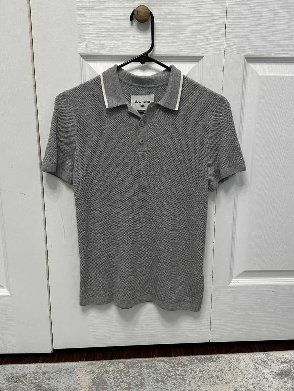 abercrombie kids Gray Short-Sleeve Polo with White Collar Trim